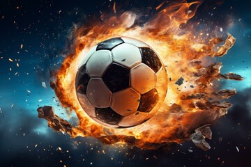 Naklejka premium Robust Soccer ball net. Stadium sport team. Generate Ai