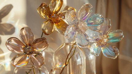 Golden Glass Flowers in Soft Light
