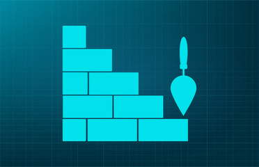 Construction tools, construction symbol. Vector illustration on a blue background. Eps 10
