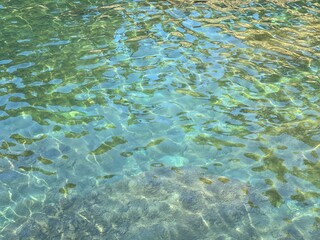 Sea clear transparent water blue turquoise surface.