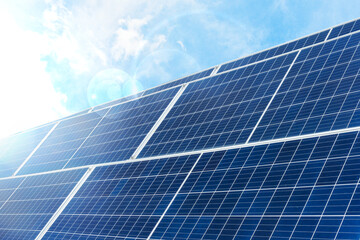 A row of solar cell panels