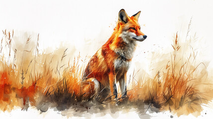 Fox animal watercolor