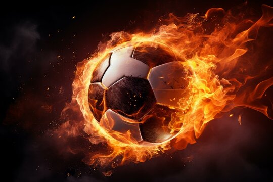 Exciting Soccer football flame. Goal equipment. Generate Ai