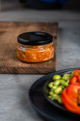 Kimchi asian food on a gray background