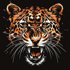 Gothic Jaguar and Leopard Art in Gritty Style, Svg Vector Clipart