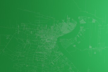 Fototapeta premium Map of the streets of Paramaribo (Suriname) made with white lines on green paper. Rough background. 3d render, illustration