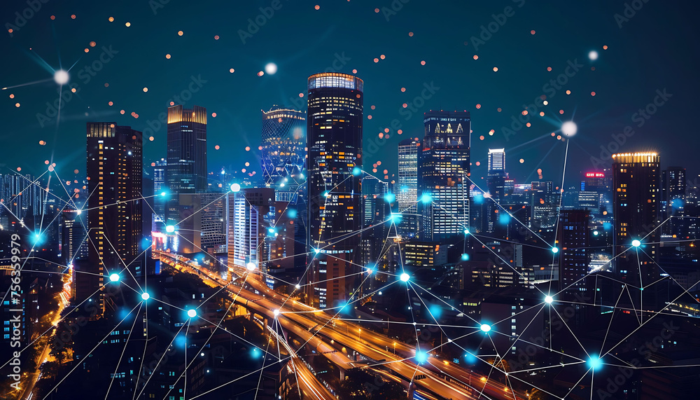 Aufkleber Next-Gen Connectivity: Exploring the Interplay of 5G, Cloud Computing, and Global Connectivity for Smart Cities