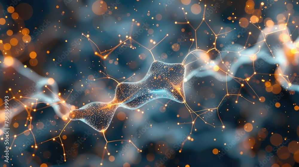 Aufkleber neural networks background, colors gray and blue with golden elements. generative ai.