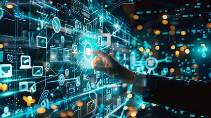 Fototapeta premium Electron business technology involves using electronic tools and platforms to improve business operations and communication.