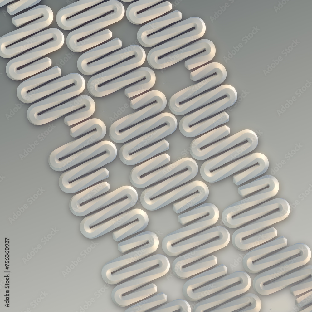 Aufkleber 3d rendering digital illustration of white s-shaped wave pattern