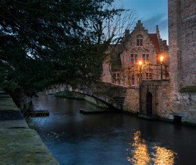 tranquil vevening by the canals of bruges