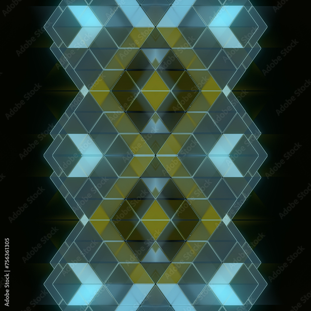 Aufkleber Digital illustration with a pattern of colorful geometric shapes. 3d rendering