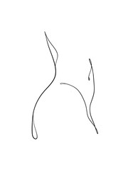 A woman's body is drawn in one line art style. Tattoo art. Printable wall art.