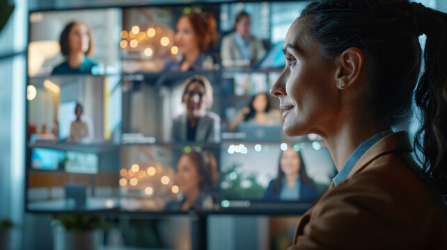 Manager remotely onboarding a new team member, with a close-up on the welcoming video call and the onboarding materials, showcasing the adaptation of traditional practices to remote environments