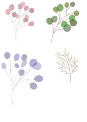  Set of watercolor colorful leaves collection, for wedding invitations, wallpaper