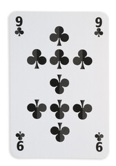 carte à jouer neuf de trèfle sur fond transparent