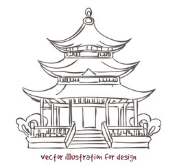 Fototapeta na wymiar vector sketch of Chinese pagoda