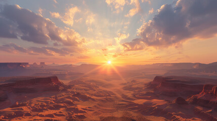 Breathtaking Canyon Sunset Captured in a Stunning Landscape Photograph - obrazy, fototapety, plakaty