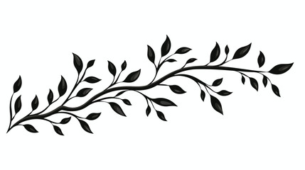 Vector branch with leaves in black lineart. Social m