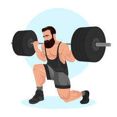 Illustration of a young guy training in a gym. Gym. Body-building. Power training. Sports guy.