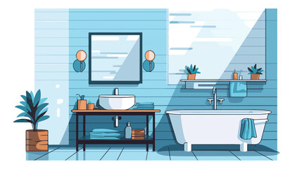 Vector Flat design illustration.Bathroom with furniture