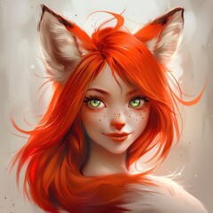 Young female fox. Fox girl