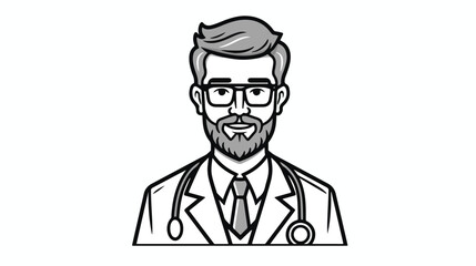 Vector line icon for doctor flat vector isolated on