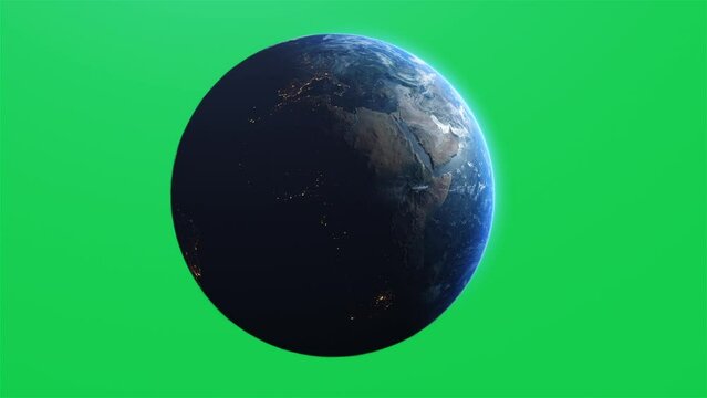 Cinematic Planet Earth Isolated Chroma Green Screen Middle East Zoom In 4k ProRes 422 HQ