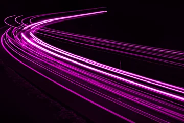 Photo sur Aluminium Autoroute dans la nuit violet car lights at night. long exposure