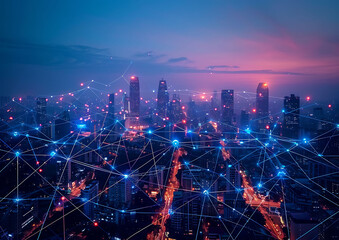 Next-Gen Connectivity: Exploring the Interplay of 5G, Cloud Computing, and Global Connectivity for Smart Cities - obrazy, fototapety, plakaty