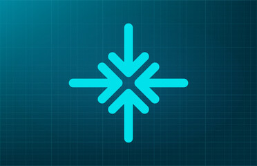 Fototapeta premium Arrows in different directions, full screen, expand symbol. Vector illustration on a blue background. Eps 10