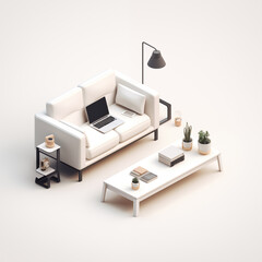 Fototapeta na wymiar Minimal living room interior. illustration