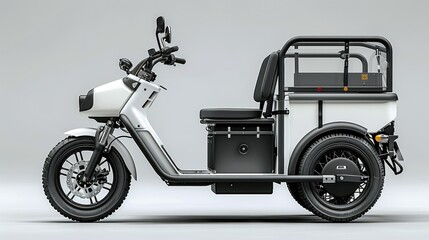 A electric tricycle cargo with a white background. Generative AI.