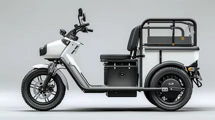 Poster A electric tricycle cargo with a white background. Generative AI. © visoot