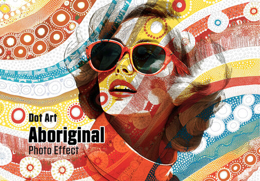 Dot Art Aboriginal Photo Effect. Some Elements are Ai Generated