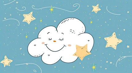 Dear clouds. Abstract, doodle, cartoon, character, sky, rain, steam, cotton wool, sun, water, weather, air, fog, smoke, fluffy, cloudy. Generated by AI