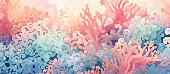 Pastel coral reef abstract seamless pattern texture.