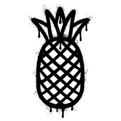 Spray Painted pineapple icon Sprayed isolated with a white background.