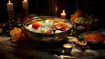 burning candle in a bowl