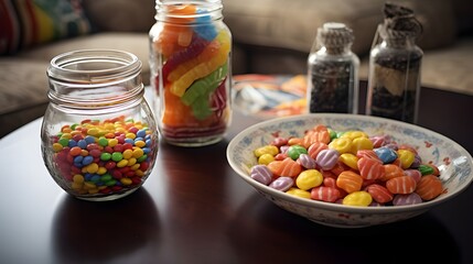 candy in a glass jar