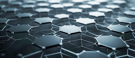 Obraz premium modern knowledge graph hexagon node in white and grey color