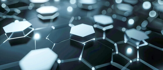 modern knowledge graph hexagon node in white and grey color
