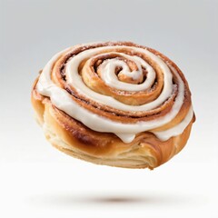 Sweet cinnamon bun roll swirl isolated over the white background