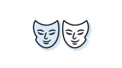 Theatre mask icon. Simple line outline illustration