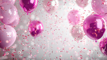 background for greeting card with balloons and confetti 