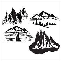 Mountains bundle Natural Mountains File, Silhouette Mountain