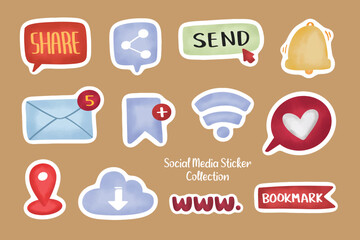 Cute Hand Drawn Social Media Sticker Clip Art