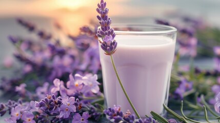 Lavender milk. Generative AI.