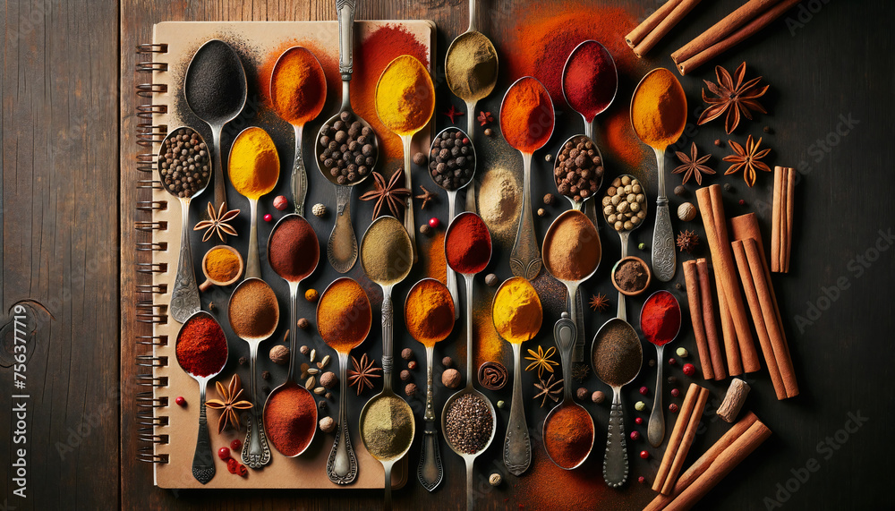 Canvas Prints set of spices on black background- top view