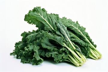 Kale leaves Green Fresh Organic isolated on white background, close up. Vegetable, raw kale salad for healthy vegetarian salad.